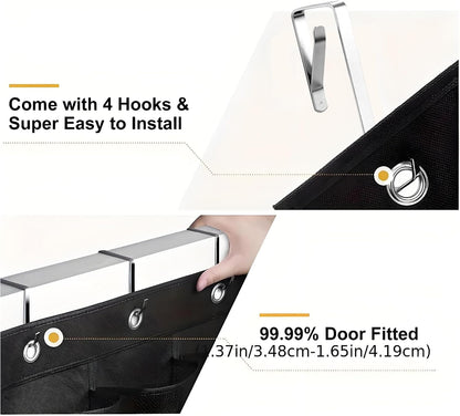 Meolsaek Over Door Shoe Organizer with 24 Breathable Mesh Pockets, Shoe Holder for Door with 4 Metal Hooks, Back of Door Shoe Organizer for Closet, Bedroom, Bathroom, Pantry (Grey - 24)