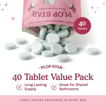 Toilet Tablets Odor Eliminator, Bathroom Toilet Deodorizer Drop Ins for Odor Control, Toilet Freshener Tablets for Smell Eliminator, Home Bathroom Deodorizer, 40 Pack | As Seen on Shark Tank