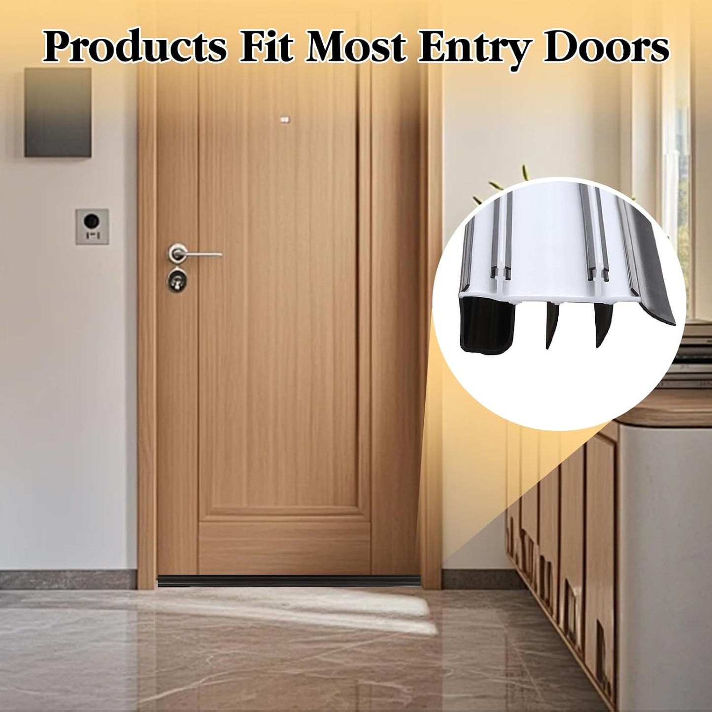 2 Pcs 36 Inch 90CM Exterior Door Sweep with Vinyl Fins, Under Door Weather Stripping Seal for Exterior Doors with Kerf Track, Replacement Bottom Door Seal Strip, Draft Stopper & Rodent Proof