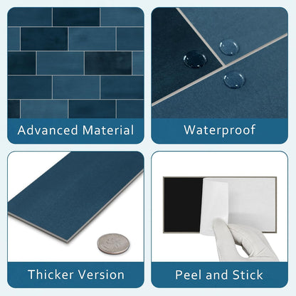 SUNWINGS 100-Sheet Subway Peel and Stick Backsplash Tile, 6" x 3" White Mixed Stone Composite Handmade Looks Self Adhesive Waterproof Wall Tile, Stick on Tiles for Kitchen Bathroom Shower Fireplace