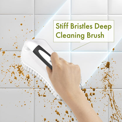 Amazer Scrub Brush for Cleaning Comfort Grip Shower Scrubber Stiff Bristles with Handle Heavy Duty Cleaner Brush for Tub Sink Carpet Floor - Pack of 2 (Green+Green)