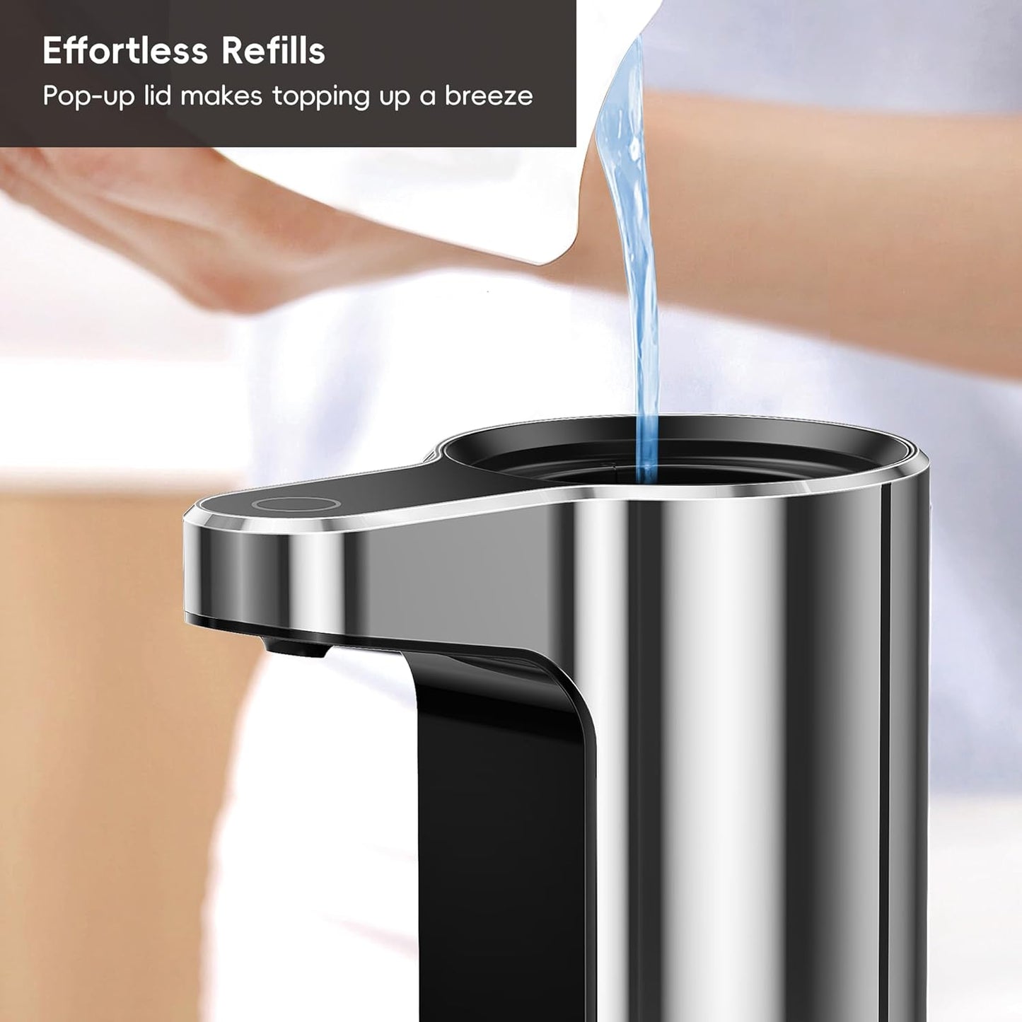 EKO Aroma 9 fl oz Automatic Liquid Soap Dispenser, Rechargeable & Water-Resistant Soap Dispenser for Kitchen and Bathroom with Adjustable Volume Control (Matte Black Steel)