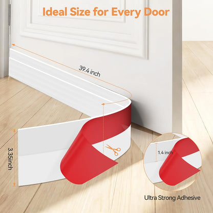 Door Draft Stopper, Ohuhu 39"L x 2"W Silicone Weather Stripping Under Door Seal for Exterior Interior Doors, 1" Widened Strong Adhesive, Soundproof Door Sweep Strip to Block Cold, Noise, Light Pests