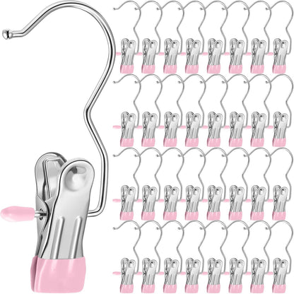 Yinder 150 Pcs Boot Hangers Clips Laundry Hooks Hanging Stainless Steel Clothes Pins Portable Clip Hangers for Closet Travel Socks Pants Handbags Hats Towels (Beige)