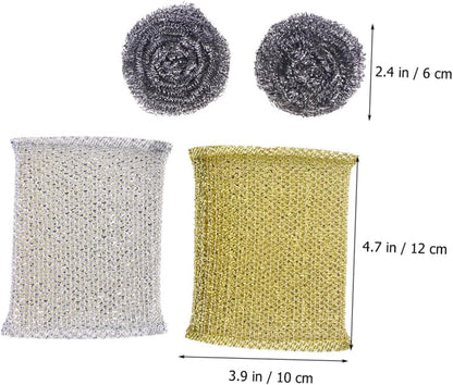 Ipetboom Cleaning Brushes Steel Scrub Sponges Dish Washing Scrub Pad Non Scratch for Kitchen Cooking Top Stove Random Color