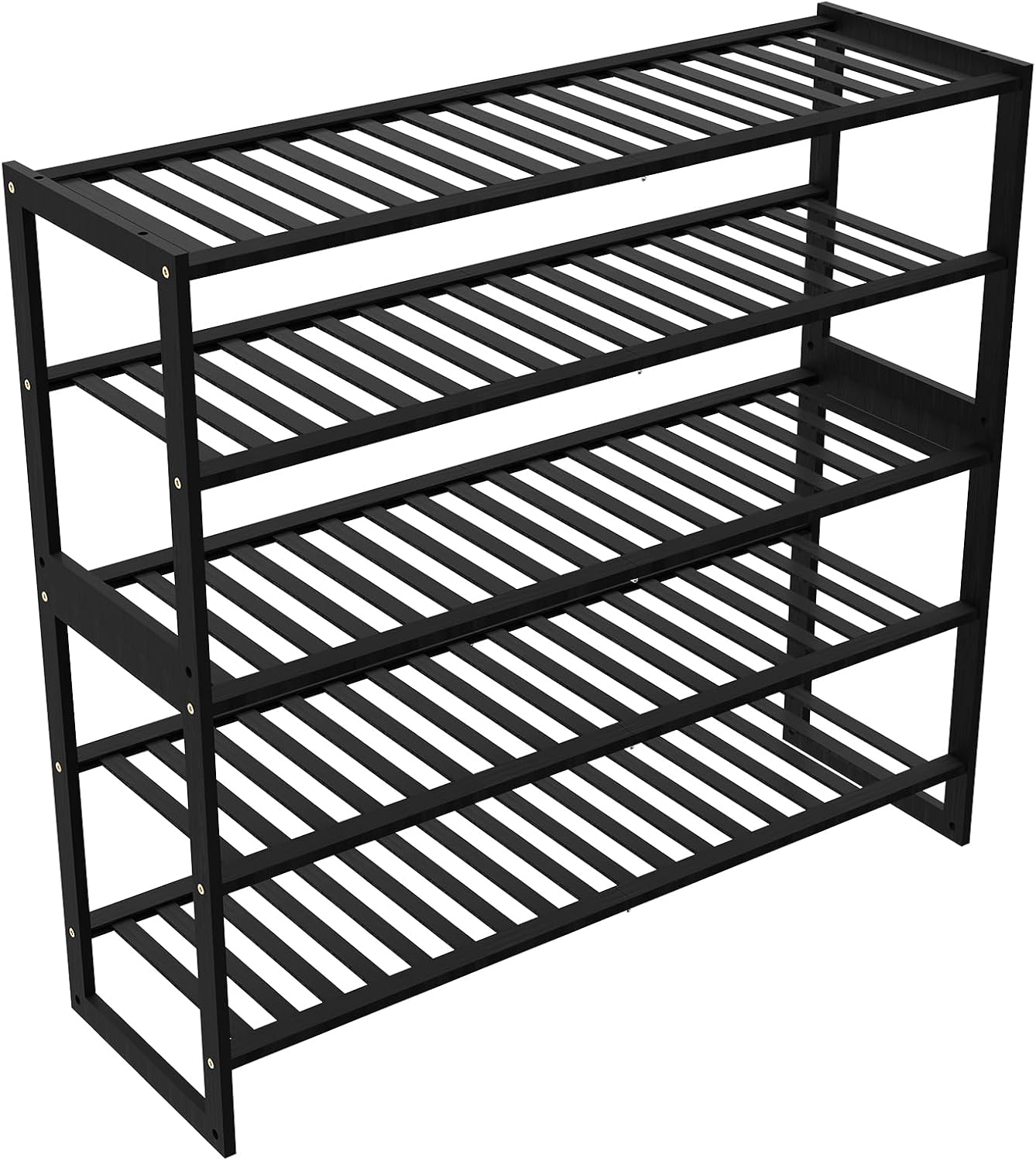Jripae 5 Tier 32.5*10.5*30.3in Bamboo Shoe Rack for Closet Entryway Bedroom | Stackable Shoe Shelf Holder for Men/Women Hallway/Garage, Bookshelf, Flower Rack, Home Space Saving
