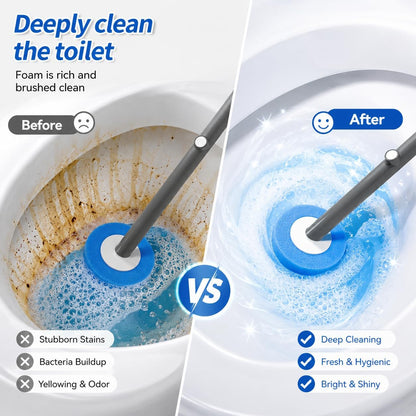 Disposable Toilet Brush with 32 Refills,Wall Mounted Toilet Wand and Holder Set, Deep Bathroom Cleaning Toilet Bowl Cleaner with Storage Holder