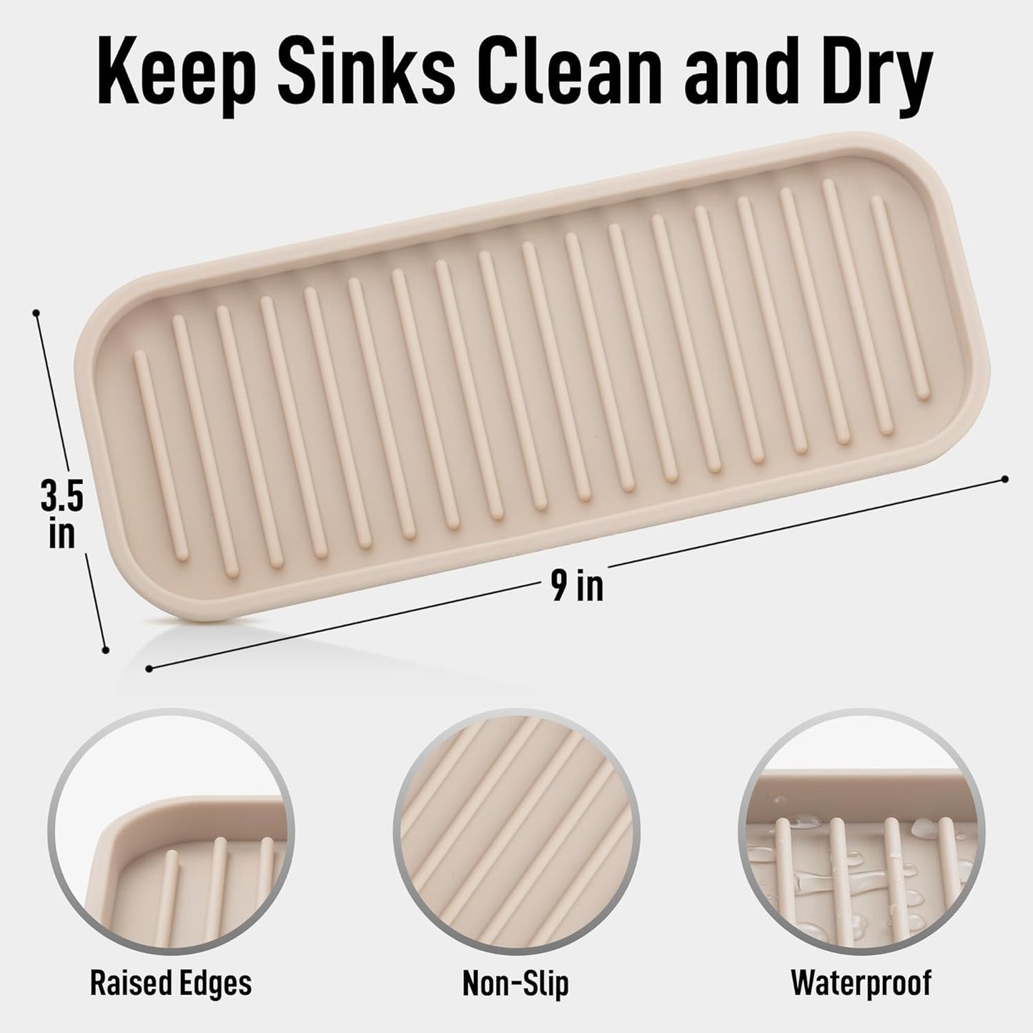 Zulay Kitchen (9x3.5in) Sponge Holder for Kitchen Sink - Flexible Heavy-Duty Multipurpose Sink Caddy - Counter Organizer for Kitchen, Bathroom, Makeup, Trinkets & More! (Grey)
