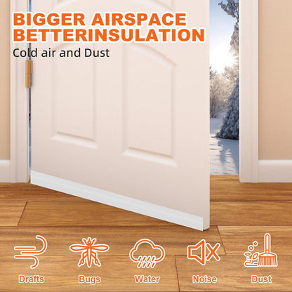 Door Draft Stopper, Door Sweep for Bottom of Door, Weather Stripping Door Seal Gap Filler Bottom Blocker Soundproof Cold Air Insulation Save Energy Installs Quickly and Easily (White, 39‘’)