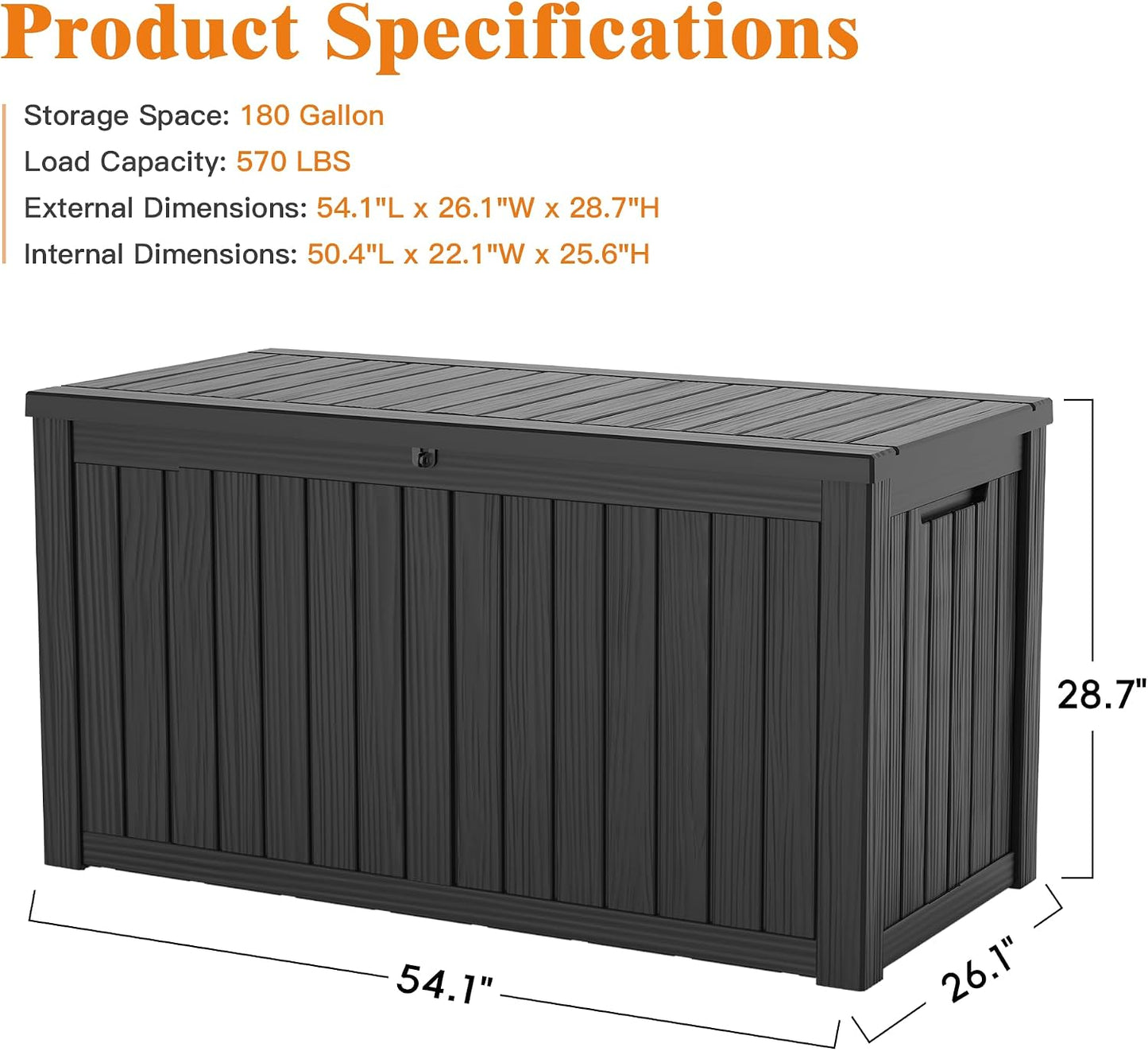 Outdoor Storage Box, 50 Gallon Waterproof Deck Storage Box, Lockable Patio Storage Bins for Package Delivery, Porch, Garden Tool, Cushions, Anti-Theft Weatherproof & UV-Resistant Parcel Drop Box