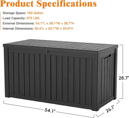 Outdoor Storage Box, 50 Gallon Waterproof Deck Storage Box, Lockable Patio Storage Bins for Package Delivery, Porch, Garden Tool, Cushions, Anti-Theft Weatherproof & UV-Resistant Parcel Drop Box