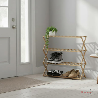 Basicwise QI003220 Slim Storage Cabinet Organizer 4 Shelf Rolling Pull Out Cart Rack Tower with Wheels, White