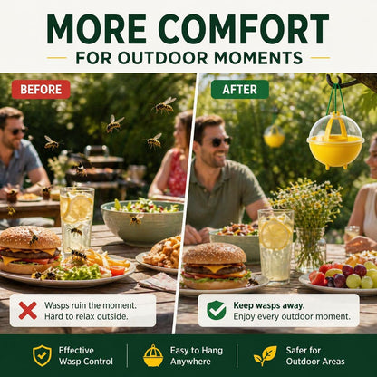 Wasp Trap Outdoor Hanging 3 Pack – Reusable Yellow Jacket & Hornet Catcher, No-Escape Funnel Design, Chemical-Free for Patio Garden BBQ Yard