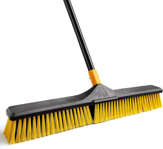 Yocada 24 Inch Large Broom Outdoor Heavy Duty Brush Outdoor Stiff Bristles for Cleaning Patio Garage Deck Concrete Wood Stone Tile Floor 65 Inch Long