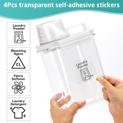 Provoue Laundry Detergent Dispenser-2 Pack, 37 oz Detergent Dispenser with 4 Removable Labels, Laundry Soap Dispenser for Laundry Room Organization and Storage, BPA Free & PET Plastic Clear