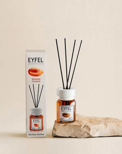 EYFEL Reed Diffuser Set - Caramel Scent 4.05 fl oz Oil with Sticks for Home and Bathroom - Fragrance and Decor