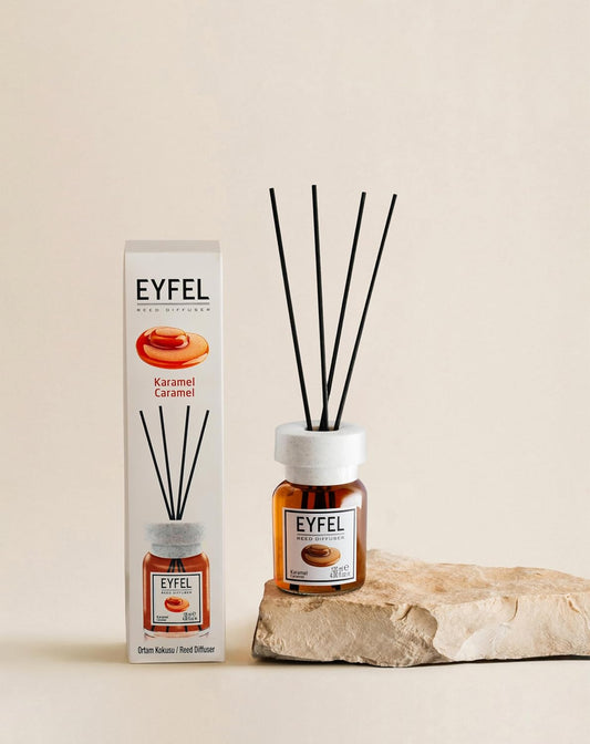 EYFEL Reed Diffuser Set - Caramel Scent 4.05 fl oz Oil with Sticks for Home and Bathroom - Fragrance and Decor