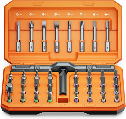 AMIR 42 in 1 Ratchet Screwdriver Set, Magnetic Screwdriver Set with 40 PCS Multi Bit, DIY Repair Tool Kit with Ratchet T Handle, Screw Driver Set Kit for Tools,Bicycle,Electronic Repair