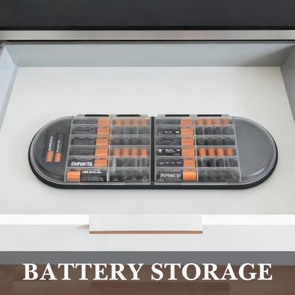 LUEXBOX Battery Organizer Storage Case Holder with Tester Holds 98 Pack, High-Capacity Battery Box and Tester, Battery Case Suitable for AAA, AA, 9V, C, D, Button Cell Batteries