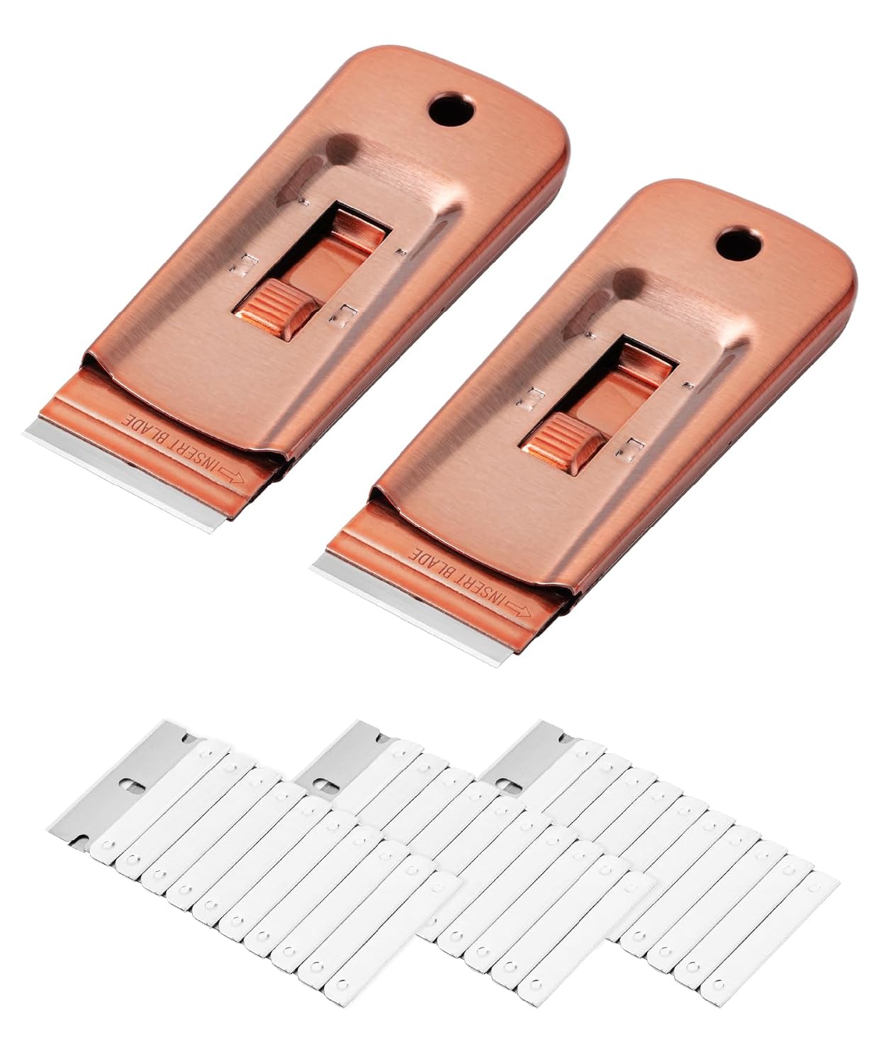 Bates- Metal Razor Blade Scraper, 2 Pack, 30 Extra Blades, Scraper for Cleaning, Glass Scraper, Razor Blade Scraper Tool, Razor Scraper Tool, Scraper Blades, Window Scraper with Razor Blade