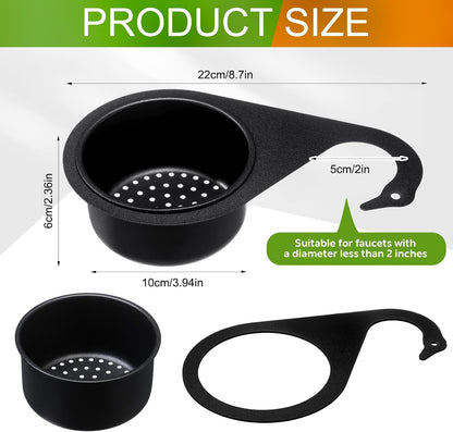 Teenyyou 2 Pcs Stainless Steel Sink Strainer Basket 15 Oz Multifunction Hanging Sink Colander Drain Basket Faucet Upgrade Quick Draining Kitchen Tool for Fruit Vegetable, 8.7 x 3.9 x 2.3 Inch
