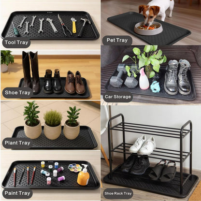 All-Weather Indoor Outdoor Boot Tray, 30"x15"x1.2" Large Boot Trays for Entryway, Plastic Shoe Tray for Shoes Boots Plants Pots Paint Tins Pet Bowls Car Storage, Waterproof Shoe Mat