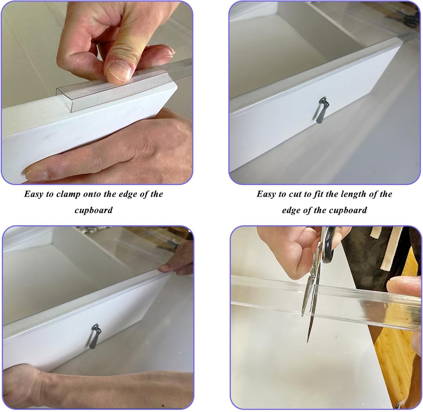 6 PCS Cabinet Door Edge Protector for 3/4 in Thick Door Edge, Clear Slip-On Guard for Kitchen Drawers and Shelves
