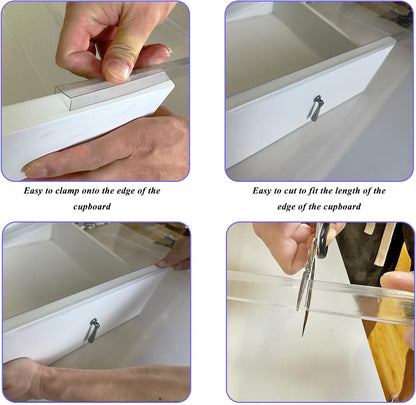 6 PCS Cabinet Door Edge Protector for 3/4 in Thick Door Edge, Clear Slip-On Guard for Kitchen Drawers and Shelves