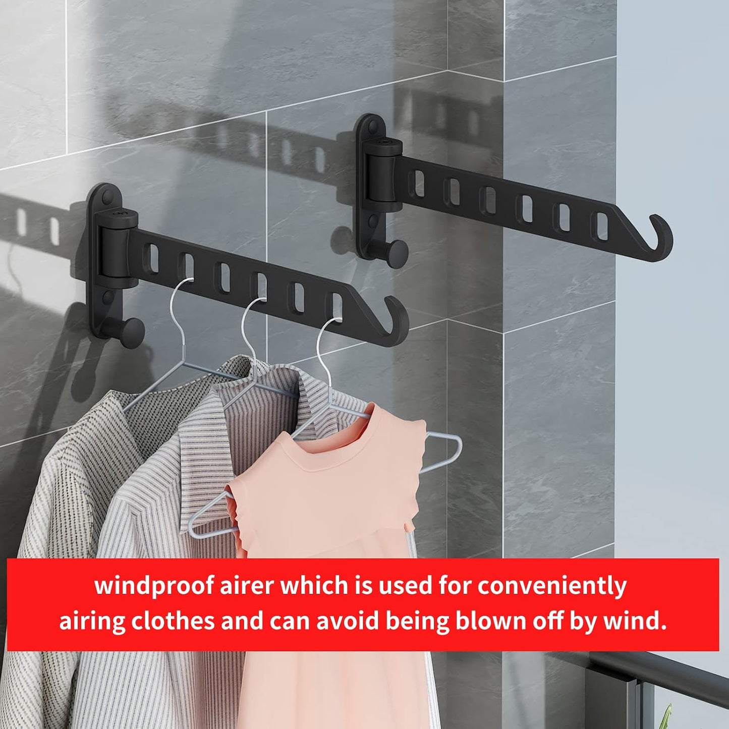 JOOM Wall Mounted Drying Rack, Foldable Clothes Hanger Rack for Laundry Room, Space Saving Wall Mount Clothes Rack, Aluminum Coat Hanger Holder for Closet, Bathroom, White