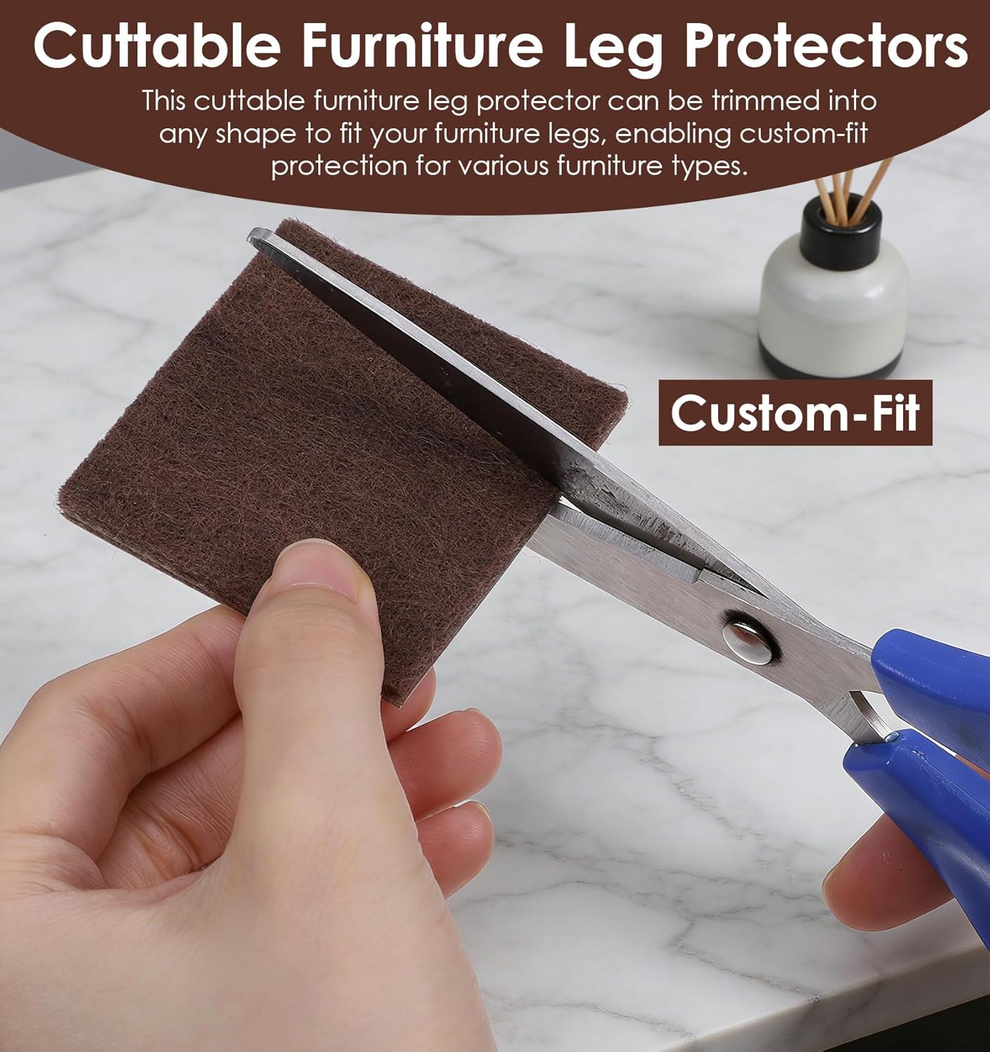12PCS Furniture Felt Pads, 2 Inch Small Square Furniture Pads Self Adhesive Cuttable Chair Leg Floor Protectors, 50mm Brown Felt Furniture Pads for Hardwood Floors