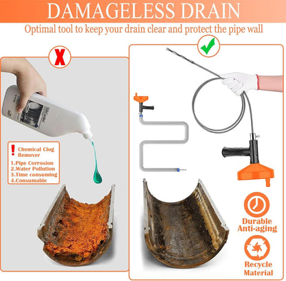 33 FT Drain Snake Auger, Plumbing Snake Drain Hair Clog Removal Tool, Sink Unclogger Drain, Heavy Duty Drum Auger, Cleaner Tool for Bathroom Kitchen Tub Shower Drain Clog Remover with Gloves