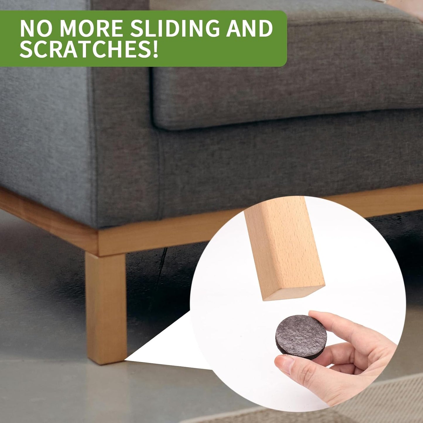 Non Slip Furniture Pads 36 PCS 1'' Square - Anti Slip Furniture Pads - Self Adhesive Rubber Feet Furniture Feet - Chair Leg Floor Protectors - Keep Furniture in Place