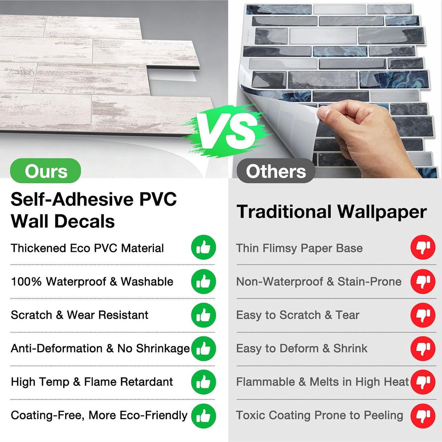Havenly Peel and Stick Backsplash Tile for Kitchen & Bathroom Walls (White, 10 Tiles - 9.7 sq. ft. (0.9 m²))