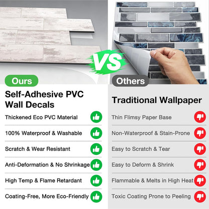 Havenly Peel and Stick Backsplash Tile for Kitchen & Bathroom Walls (White, 10 Tiles - 9.7 sq. ft. (0.9 m²))