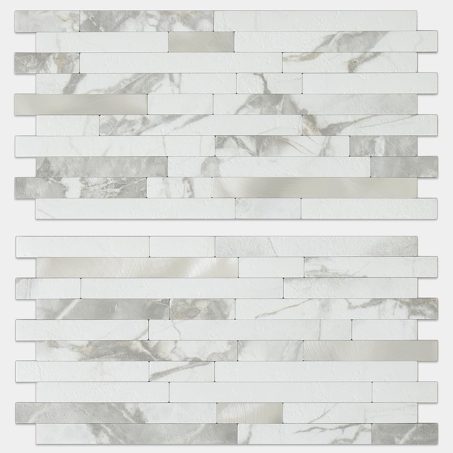 AULIGET 20 Sheets Peel and Stick Backsplash, Black & Grey Wood Look PVC Mixed Metal Stick on Backsplash Tiles for Kitchen