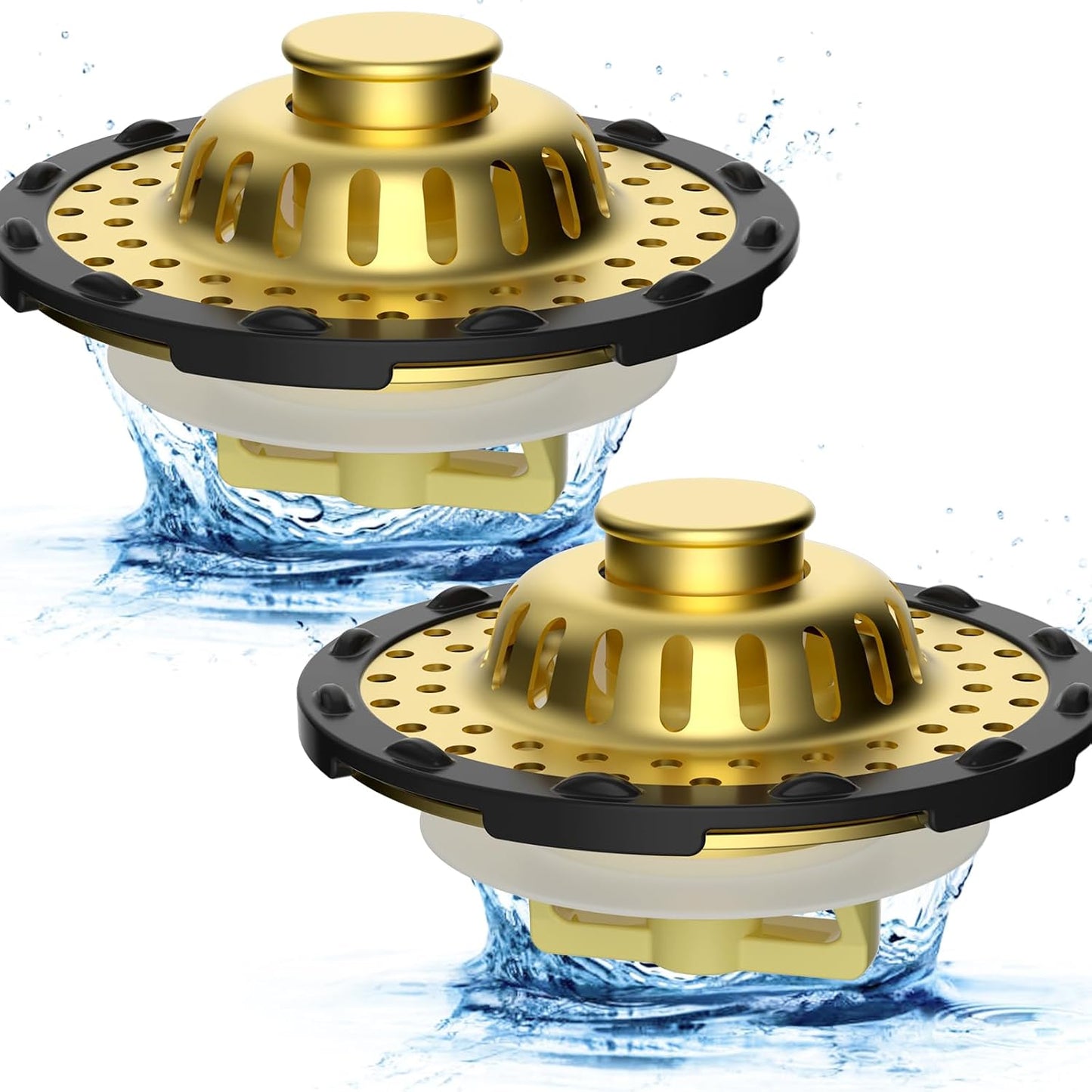 Universal Bathtub Drain Stopper Shower Drain Hair Catcher, Tub Stopper with Visible Top Strainer, Upgraded 3 in 1 Pop-up Drain Plug Fit for 1.5 to 2.4" Hole, Stainless Steel Filter Basket, Chrome