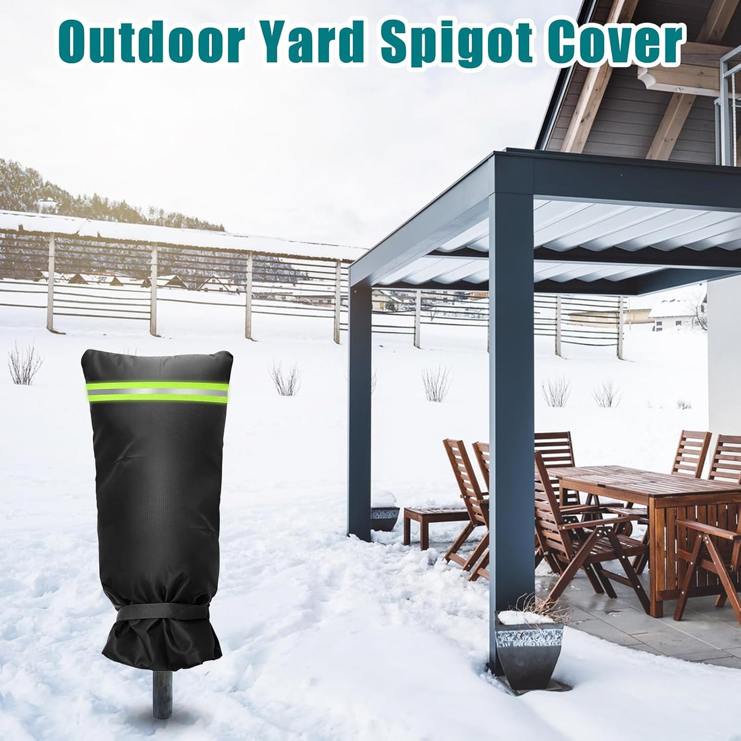 Outdoor Faucet Cover Socks with Reflective Strips, 25" x 13" Insulated Garden Faucet Socks for Winter Freeze Protection, Thicker Outdoor Spigot Cover Tap Hose Bib Socks