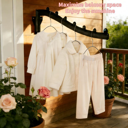 2pcs Swing Clothes Hanger Rack,Wall Mounted Clothes Rack | 10lb Max,Powder Coating Surface,Rust-Proof,16 inch Long Metal Hangers with 7 Hanging Hooks for Bathroom,Laundry Room