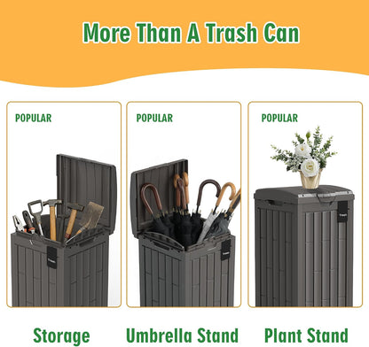 Outdoor Storage Box, 60 Gallon Waterproof Deck Box, Lockable Storage Container, Built-in Reinforcing Metal Rod Outside Resin Bin for Patio, Garden, Poolside and Garage