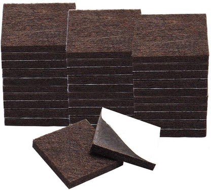uxcell 32pcs Furniture Pads Square 1 1/4" Self-stick Anti-scratch Felt Pads Reduce Noise for Chair Feet Floor Protector Brown