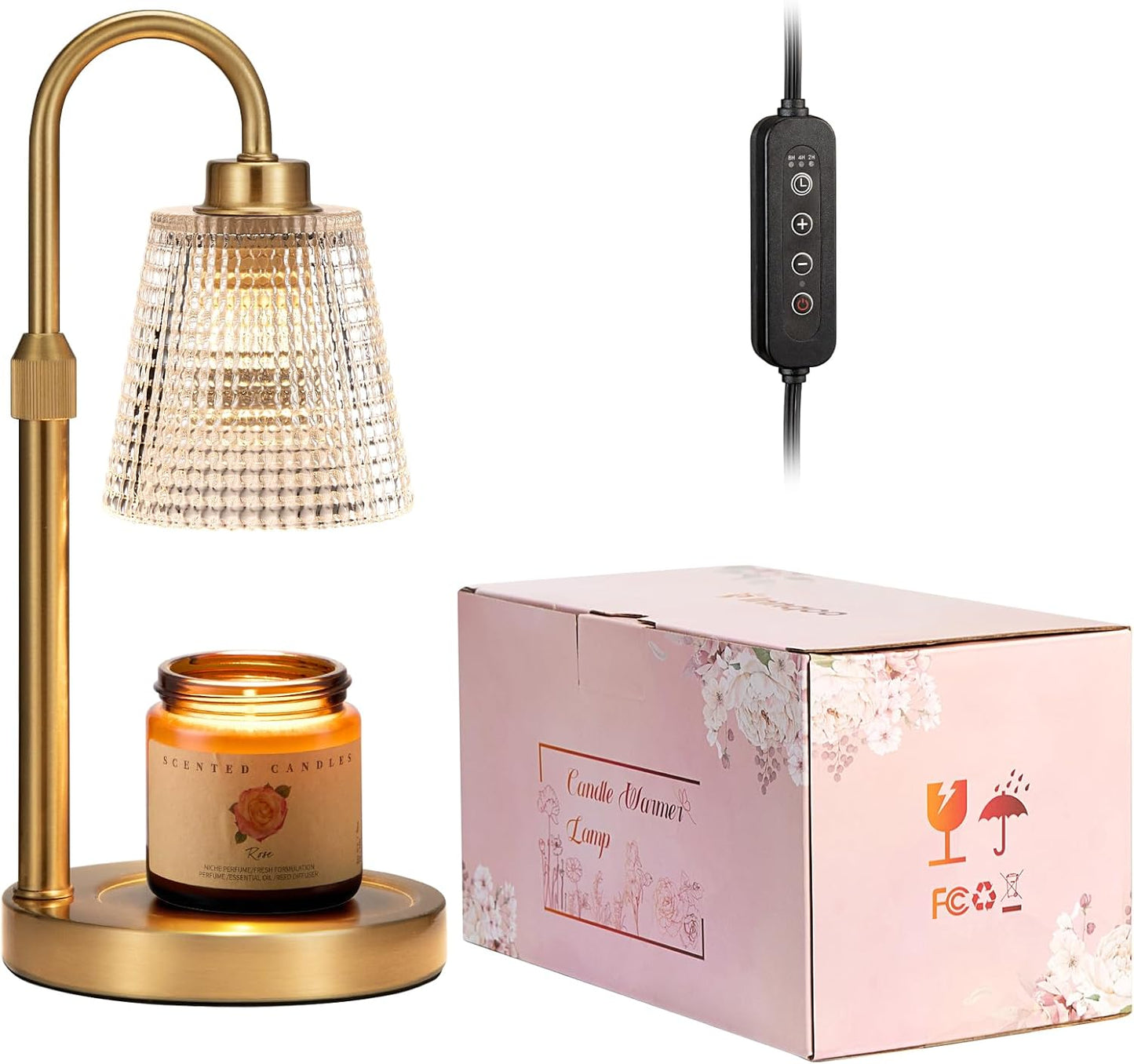 Innqoo Candle Warmer Lamp with Timer, Dimmable Candle Warmer for Jar Candles, Height Adjustable Wax Melts Warmer, Birthday Gifts for Women Mom, House Warming Gifts New Home Decor