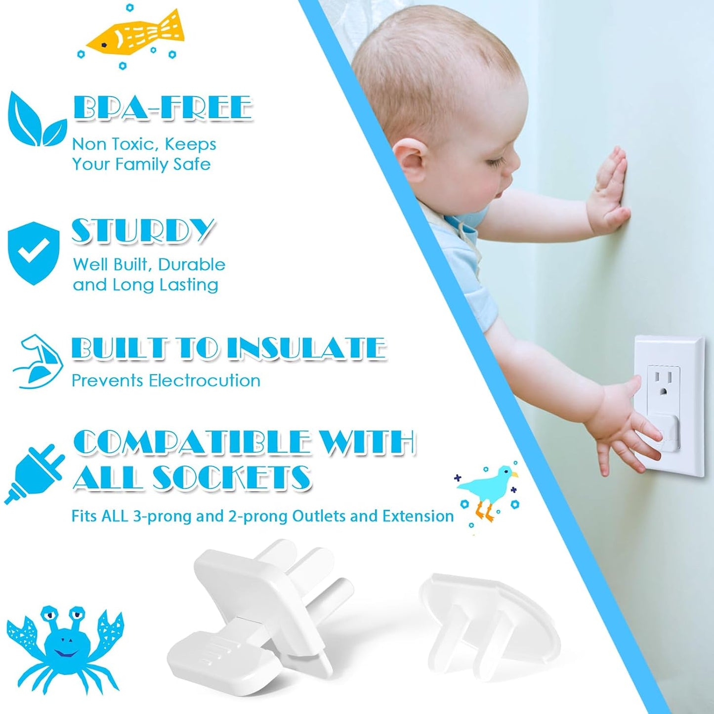 Outlet Covers Babepai 38-Pack Black Child Proof Electrical Protector Safety Improved Baby Safety Plug Covers