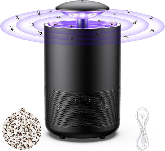 Tirgo Indoor Insect Trap Fan Catcher for Mosquito, Gnat, Fruit Fly, Moth, Flies, Portable UV Light Flying Insects Killer House Kitchen, Garage, Camping, etc.