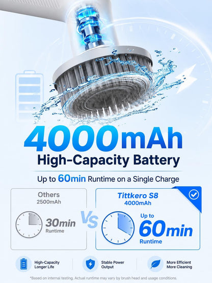 Electric Spin Scrubber, 2026 Electric Scrubber for Cleaning 4000mAh 2 Speed Shower Scrubber with Adjustable Handle IPX7 Waterproof Long Runtime Scrub Brush with 5 Heads for Bathroom Kitchen Tub