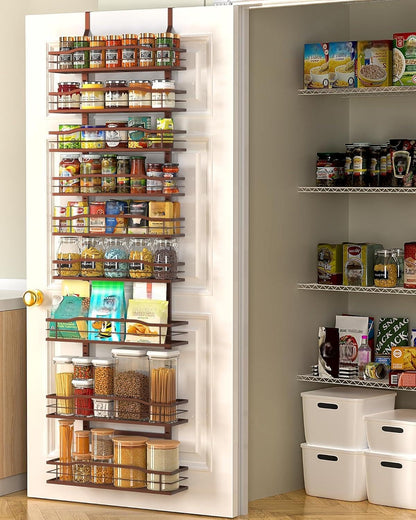 Moforoco White 9-Tier Over The Door Pantry Organizer, Pantry Organization And Storage, Metal Hanging Spice Rack Shelves Door, Home & Kitchen Essentials, Laundry Room Bathroom Organization