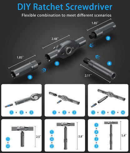 24 in 1 Magnetic Ratchet Screwdriver Set – Multi Bit Precision Repair Tool Kit with Detachable Handle, S2 Steel Bits, Portable Storage Case for Furniture, Computer, Bicycle, Electronics