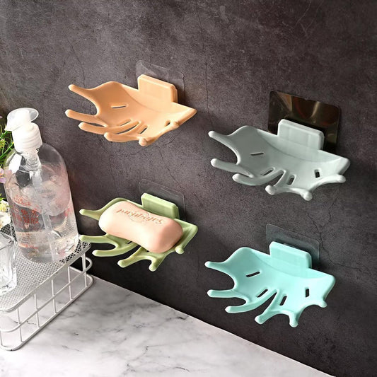 Soap Dish Holder for Shower Bar Double Layer Cute Lotus Shape Adhesive Tray Sink Wall Mounted Shampoo NO-Drilling Self Draining Hanging Saver Rack Plastic Bathroom Bathtub Kitchen，Pink