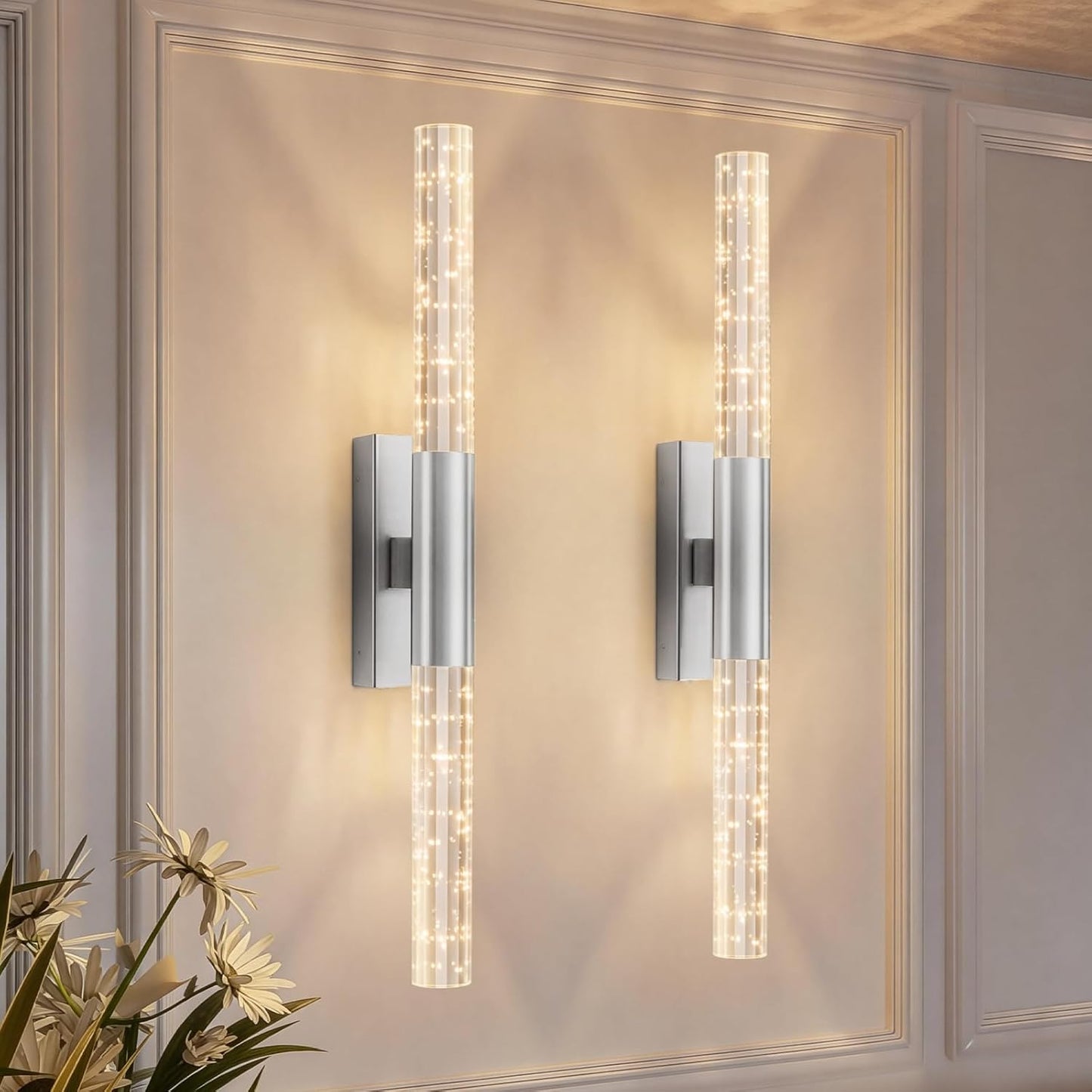 camuucci Battery Operated Wall Sconces Set of 2 Rechargeable Battery Powered Wall Light with 12000mAh Not Hardwired Dimmable Wall Lamp Fixtures for Bedroom Living Room Gold 15.3 Inches