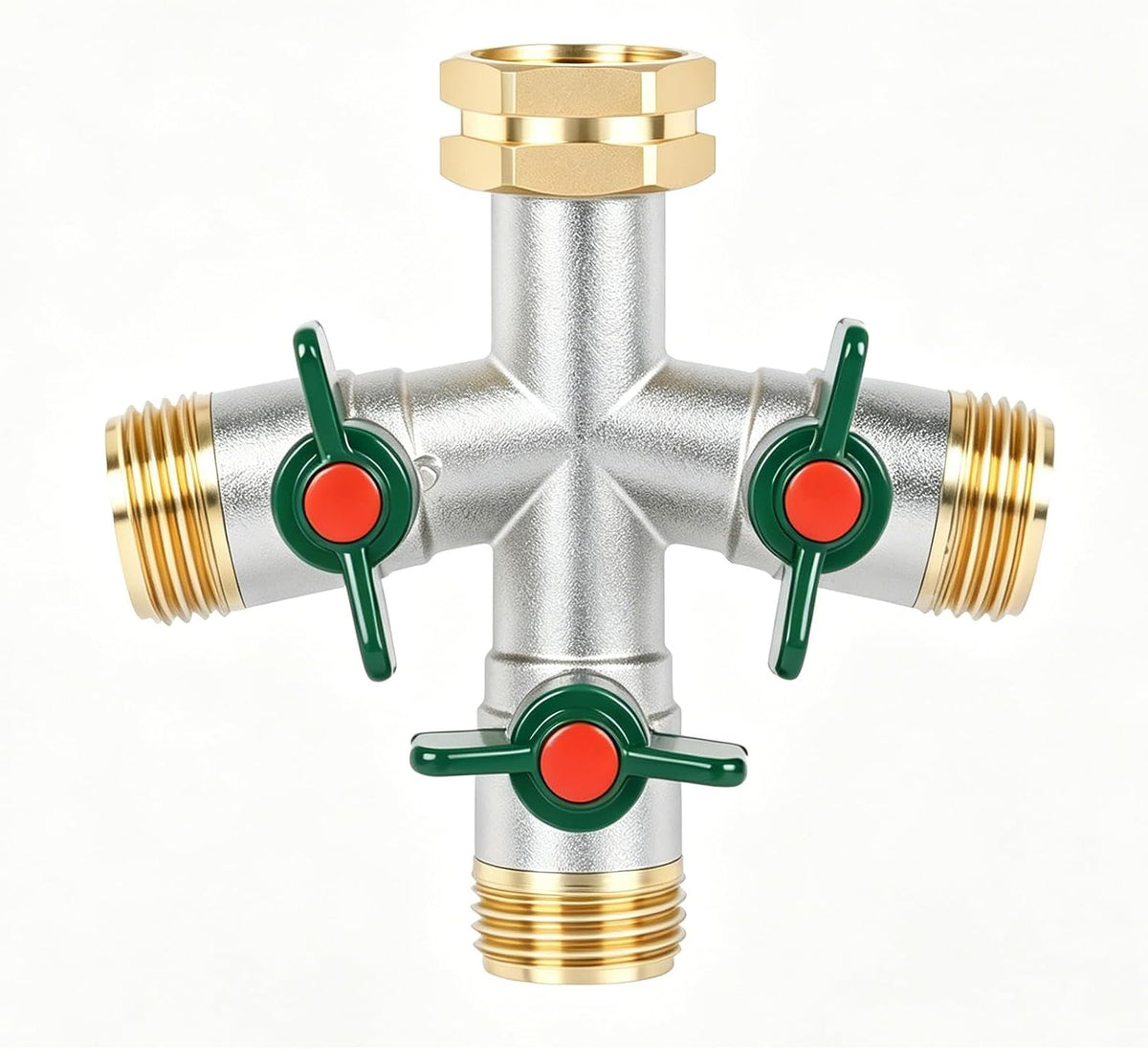 Love Is War 2 Way Garden Hose Splitter, 3/4" GHT Thread Brass Faucet Splitter with Long Easy-Turn Handles, Outdoor Water Connector for Lawn Irrigation