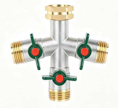 Love Is War 2 Way Garden Hose Splitter, 3/4" GHT Thread Brass Faucet Splitter with Long Easy-Turn Handles, Outdoor Water Connector for Lawn Irrigation
